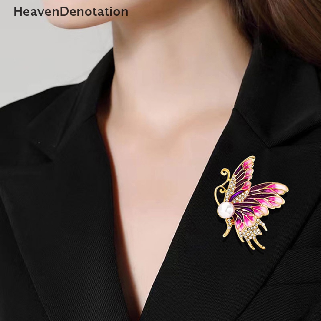 [HeavenDenotation] Warna Pager Enamel Elegan Mutiara Kupu-Kupu Berlian Imitasi Bros Halus Dan Kecil Bros Lencana Perhiasan Pin Pakaian Hadiah Aksesoris HDV