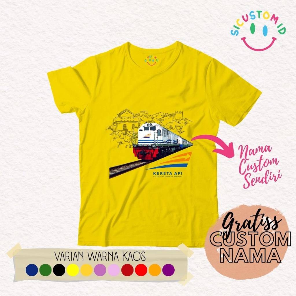 TERLARIS BAJU KAOS ANAK TANGAN PENDEK CUSTOM GRATIS NAMA KERETA API/RAILFANS/TRAIN FREE NAMA 1-12 TAHUN