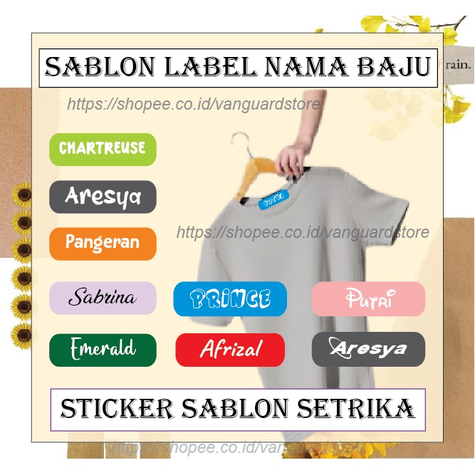 CUSTOM NAMA LABEL SERAGAM SEKOLAH PESANTREN STIKER KAOS SABLON SETRIKA NAME TAG LAUNDRY