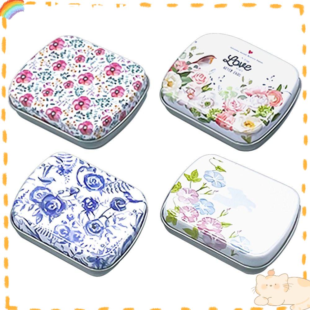 Solighter Kotak Besi Lucu Protable Permen Wadah Teh Metal Tin Box Maskeup Organizer Tempat Penyimpanan Kaleng Mini
