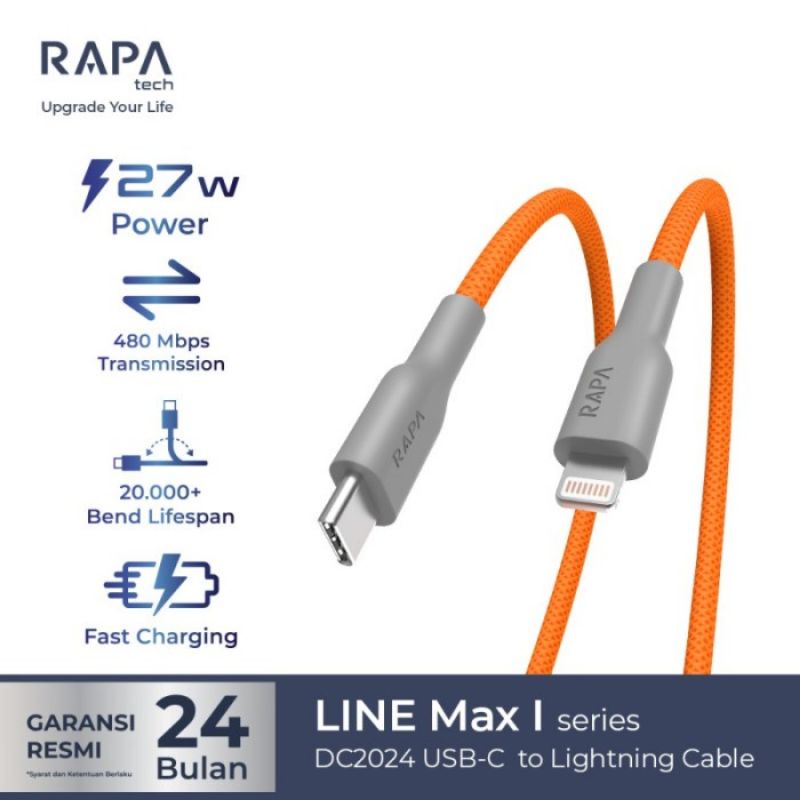 RAPAtech DC2024 Line Max I Type-C to Lightning Cable 27W Strong and Durable