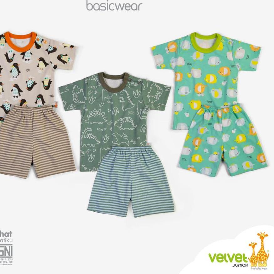 ➬ Velvet Junior Setelan Oblong Pendek Celana Pendek Motif Starry Night Joy And Cheer - 3 Stel ➢