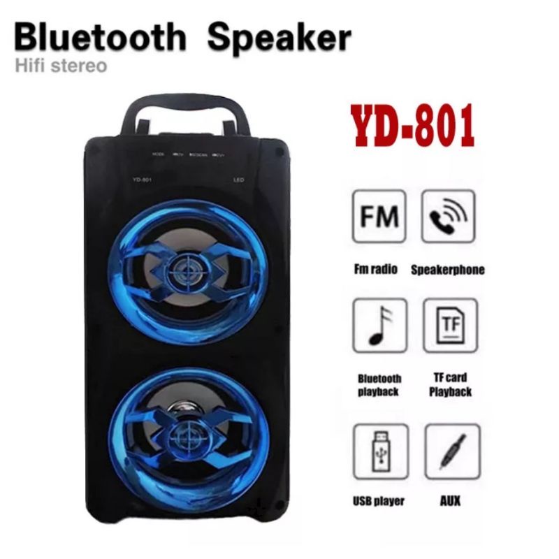 Speaker Bluetooth YD-801/MH-36BT Bonus Mic 3 Inchi Salon Aktif Portable Radio Fm/Speaker Wireless Led Hifi Stereo