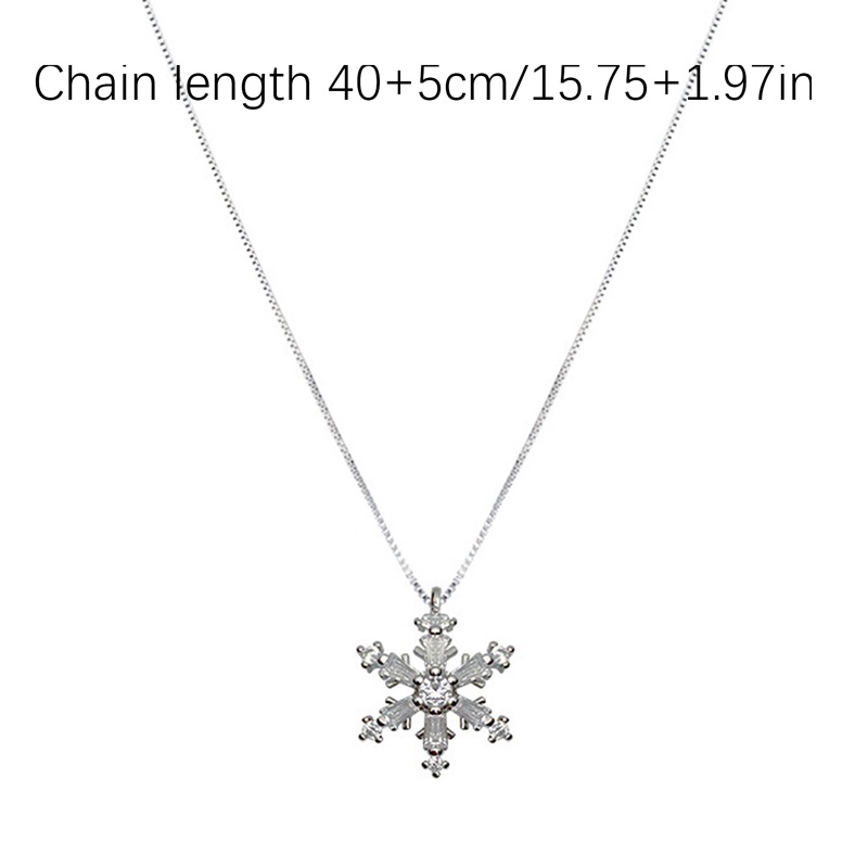 Rotatable Zircon Snowflake Titanium Steel Necklace Desain Premium Rantai Klavikula Kalung Liontin Wanita