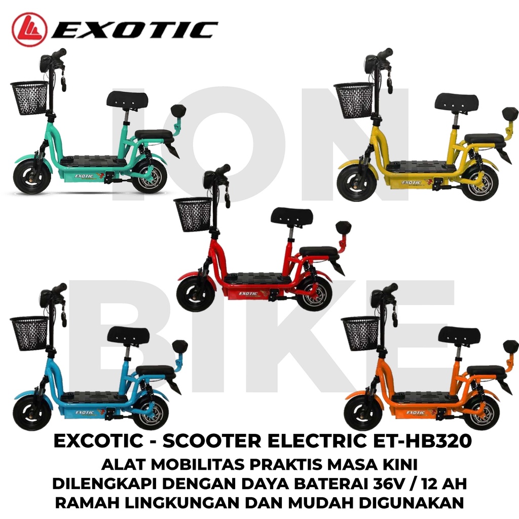 Skuter Listrik Exotic HB320 Scooter Sepeda Elektrik Otoped Otopet Duduk Anak Terbaru Murah Mini Keci
