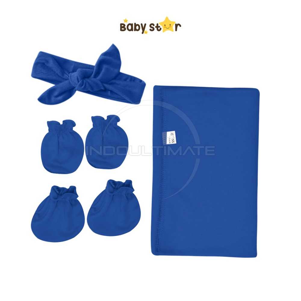 4in1 Paket Newborn Paket Lengkap Bayi Baru Lahir BCS-2293PT Bedong Bayi + Bandana Pita + Sarung Tangan Kaki Bayi BABY STAR Alas Tidur Bayi Selimut Tidur Bayi Perlengkapan Bayi Baru Lahir