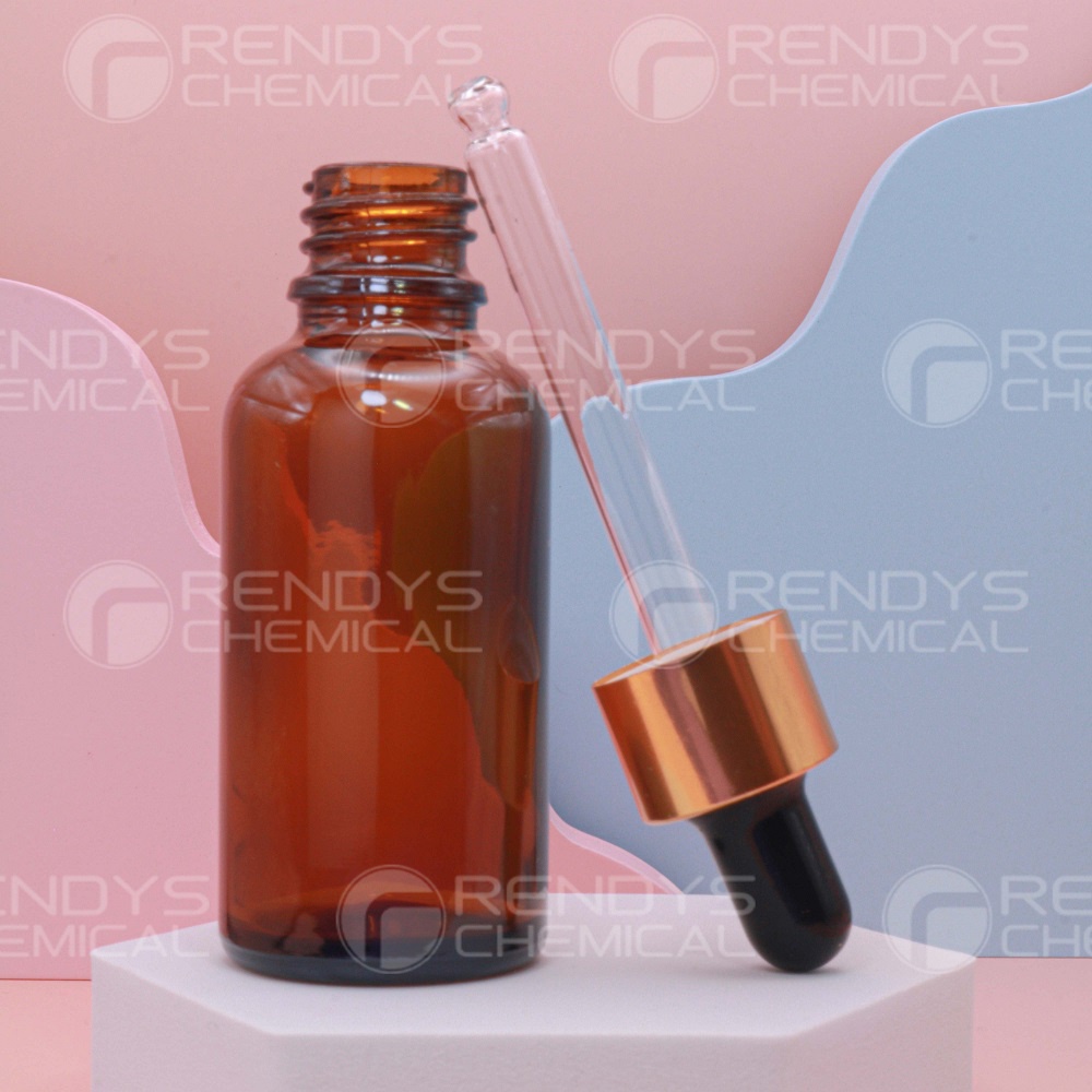 Botol Pipet Kaca Tebal Amber 30ML / Glass Bottle Pipette 30 ML Gold Silver Ring / Dropper Bottle / Botol Pipet Tetes