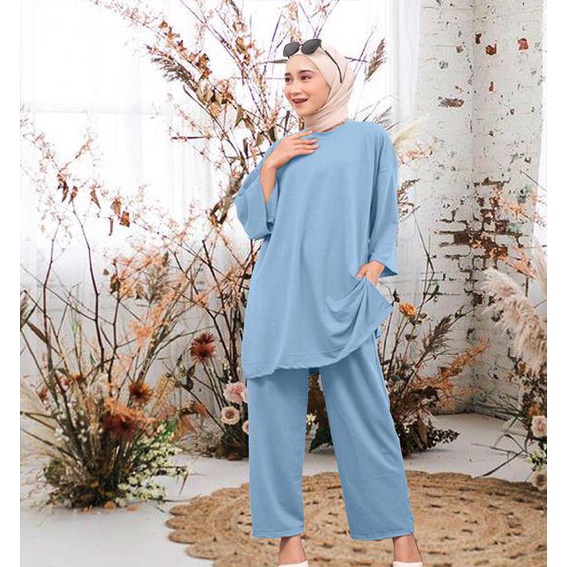 Setcel Polos Terbaru / Setelan Celana Kekinian Ld 130cm