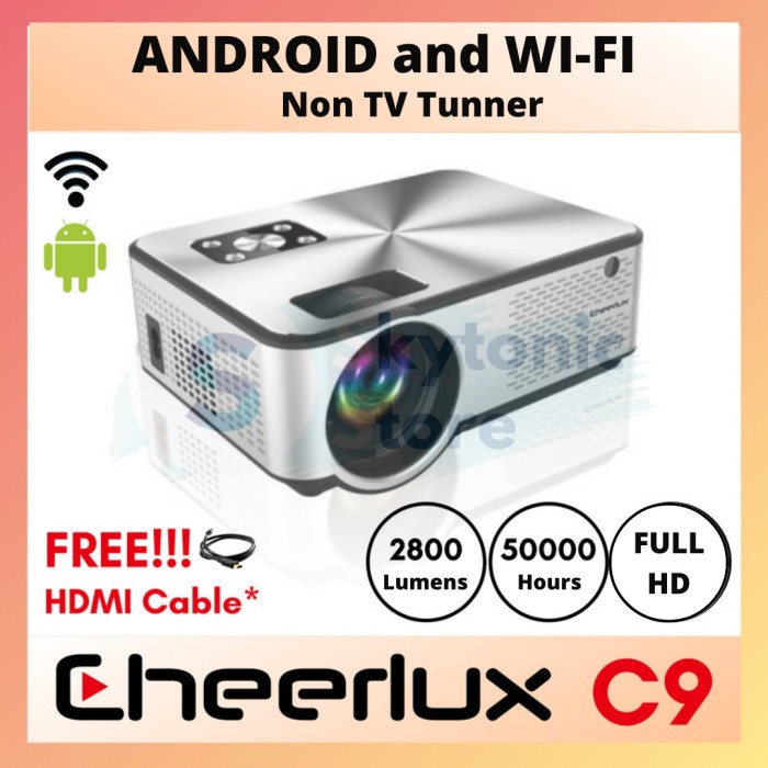 

[[JNT COD]] CHEERLUX C9 Android WiFi TV Tuner-Mini LED Projector 2800 Lumens 1080p - C9 Android