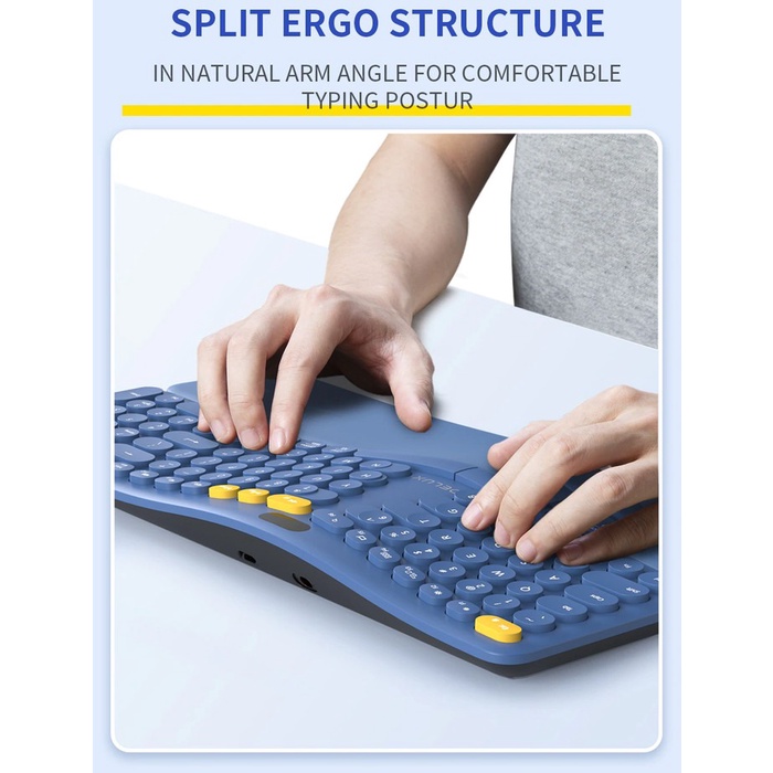 Delux GM903 Wireless Keyboard Ergo Ergonomic K860 Multi-Devices with OLED Screen Palm Rest