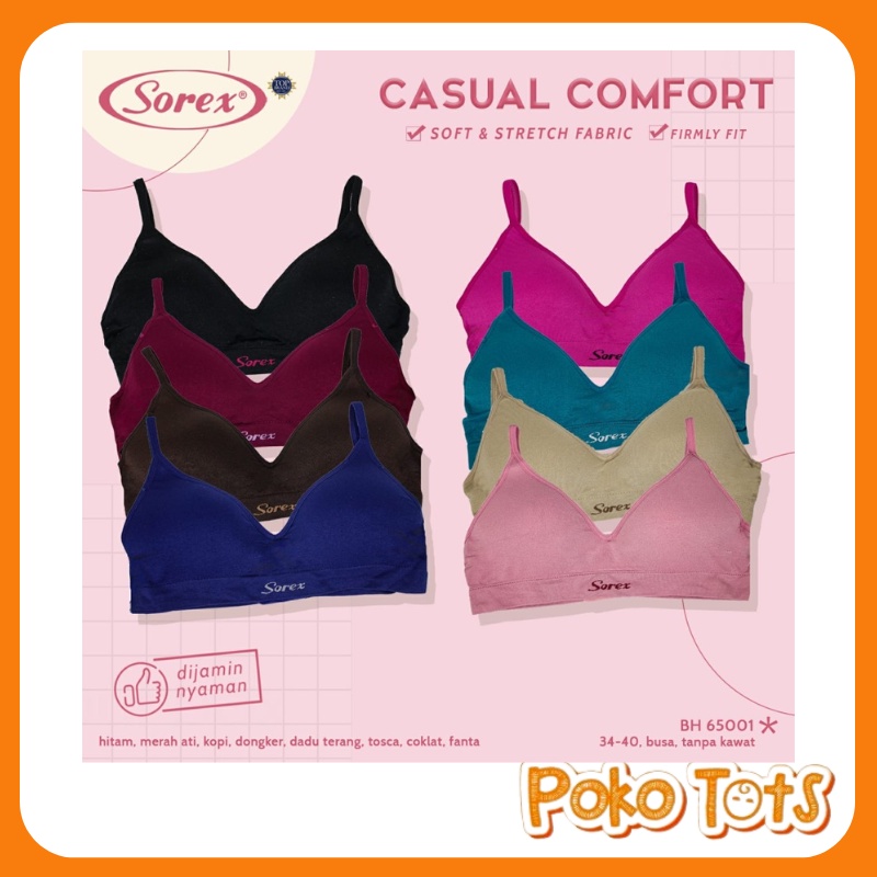 Sorex Casual Comfort Bra Tanpa Kawat Cup B Kait 2 Pakaian Dalam Wanita Casual Bra 65001 BH Harian Sorex Beha