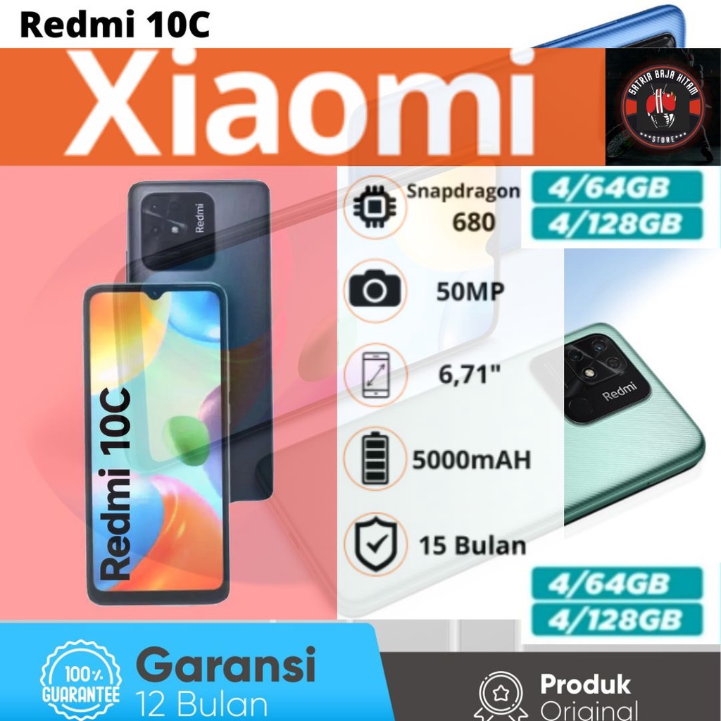 Xiaomi Redmi 10C 4/64GB - 4/128GB 2022 Garansi Resmi -murah