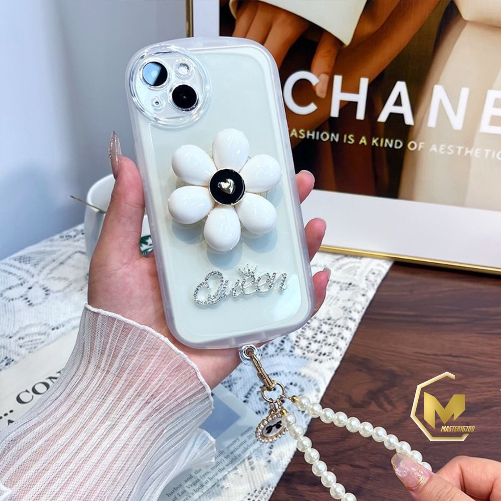 GC12 SOFTCASE WAVY CLEAR POP FLOWER LANYARD FOR OPPO A54 A55 A57 2022 A77S A71 A74 A95 A8 A31 A83 F1S A59 S5 YOUTH F7 F11 PRO RENO 4 4F 5 5F 6 7 8 7Z 8Z MA3997