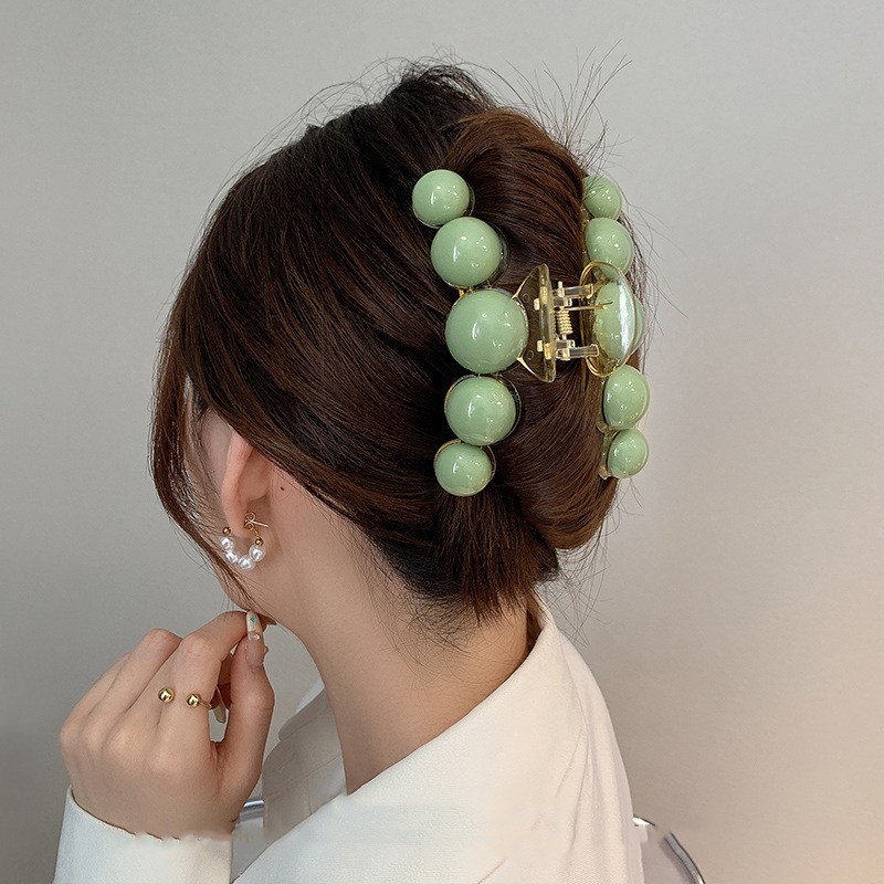 Hijau Hiu Klip Besar Mutiara Ambil Klip Rambut Temperamen Korea Perempuan Kembali Kepala Piring Rambut Klip Hiasan Kepala