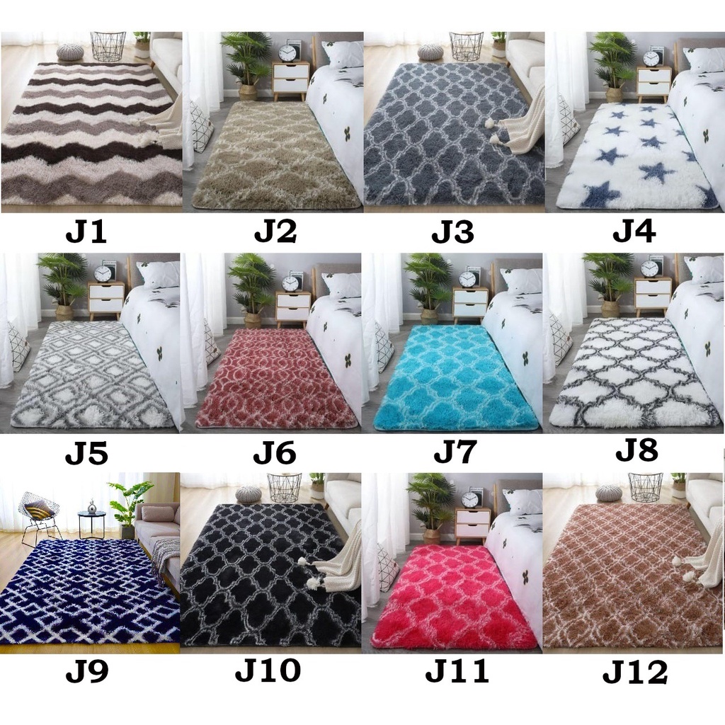 Utama Jakarta Baru - Karpet Bulu Motif &amp; Ombre Jumbo Uk 200 x 200cm/Karpet Bulu Lantai Anti Slip