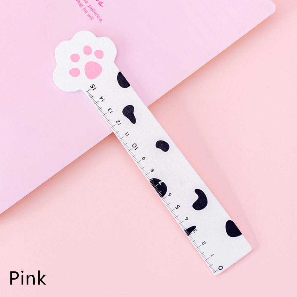 Timekey 15 cm Cute Kawaii Kitty Paw Cat Penggaris Lurus Penggaris Kayu Untuk Menggambar Siswa Mengukur Alat Tulis Kantor Perlengkapan Sekolah M4P2