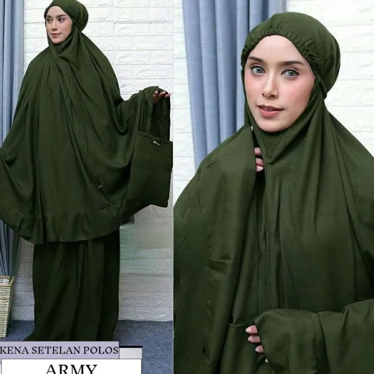 RECOMENDED Mukena Polos Rayon Dewasa Jumbo rempel bahan dingin dipakai