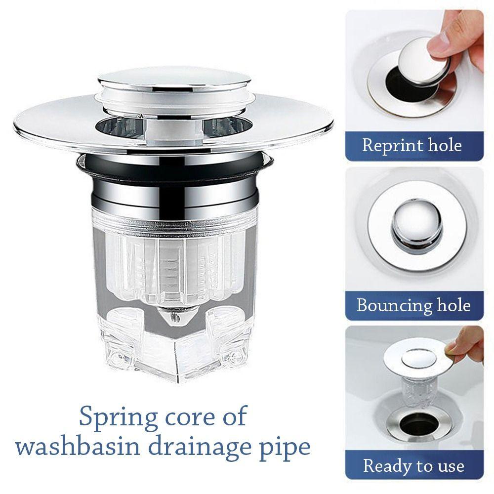 TOP Baskom Spring Core Stopper Stainless Steel Bath Stopper Shower Wastafel Saringan Cuci Baskom Plug Pop-Up Bounce Core