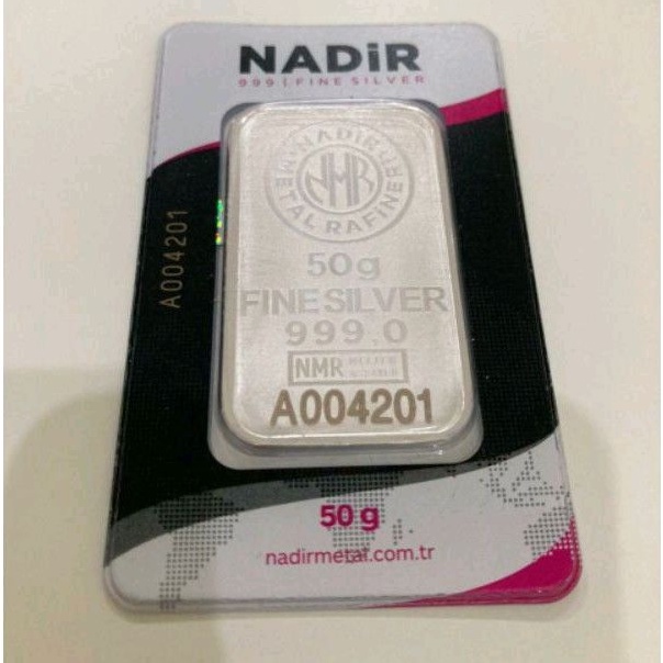 Perak batangan nadir 50 gram LBMA, fine silver not perak antam 250 gram not pamp suisse