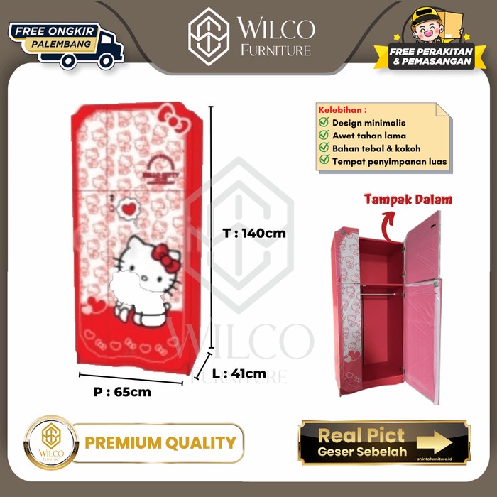 Lemari Pakaian Karakter Anak / Lemari Pakaian Motif Hello Kitty