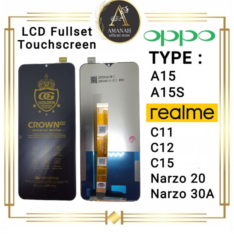 LCD TOUCHSCREEN OPPO A15 / A15S / REALME C11 2020 / C12 / C15 / NARZO 20 / 30A Fullset Crown 3.0 Ori