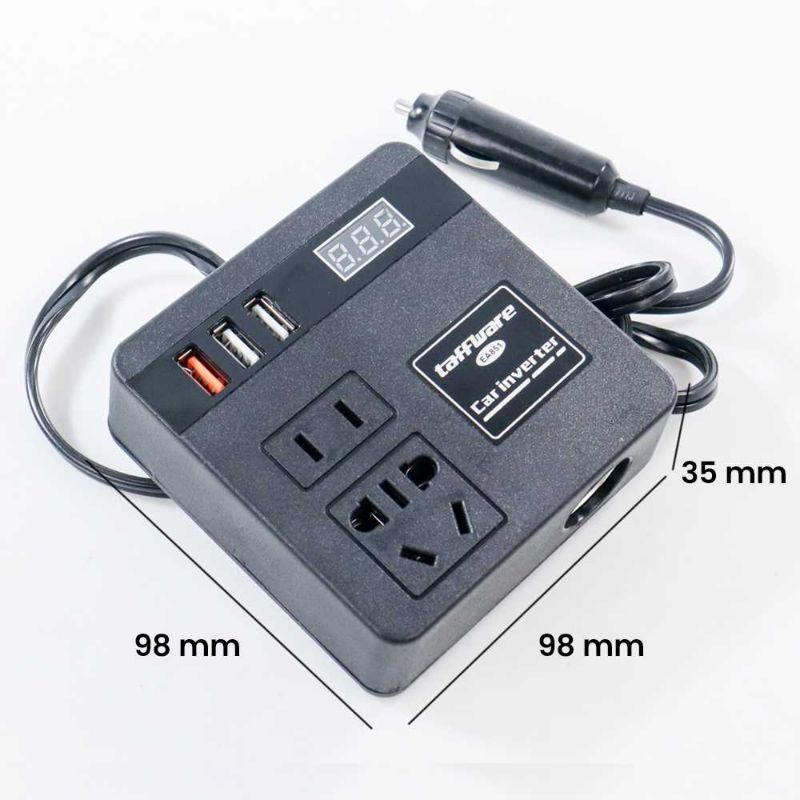 Inverter Mobil Power Konverter Fast Charging Inverter 100W - Taffware EA851