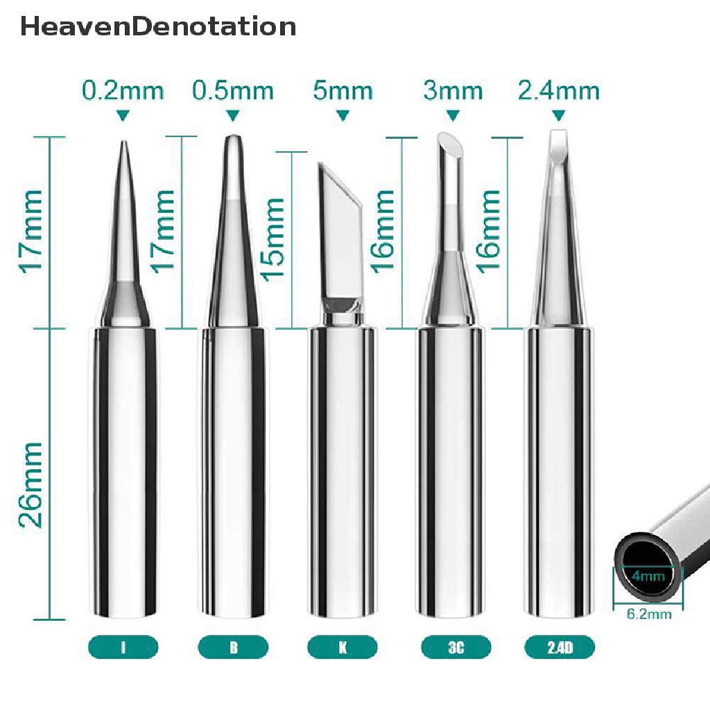 [HeavenDenotation] 5pc I+B+K+2.4D+3C Solder iron Tembaga Murni 900M Solder iron Kepala set Dalam HDV