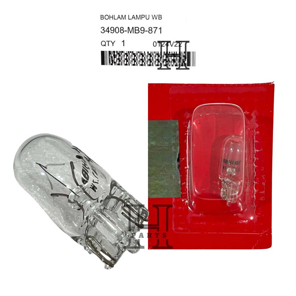 BOHLAM LAMPU TOP GIR GEAR SPEEDOMETER BULB W BASE 12V 1.7W MOTOR HONDA BEBEK MATIK 34908-MB9-871 ASLI ORIGINAL AHM HGP