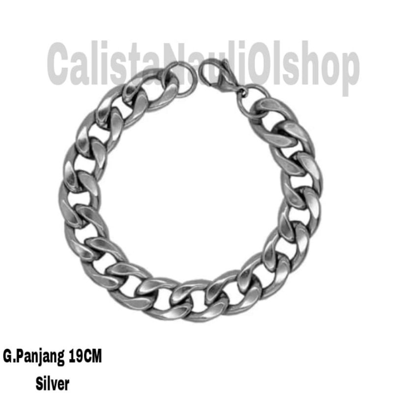 Gelang Tangan Titanium Cowo&amp;Cowe Rantai Medium Casual Anti Karat Dan Anti Luntur