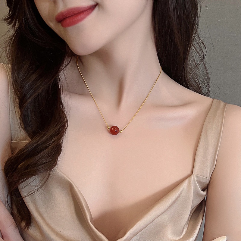 Kalung itali biji merah titanium anti karat harga grosir bisa COD