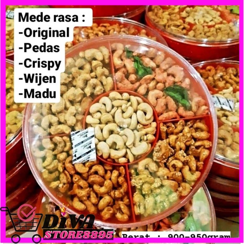 kacang mente mede tray 5 rasa toples berat 900-950gram divastore