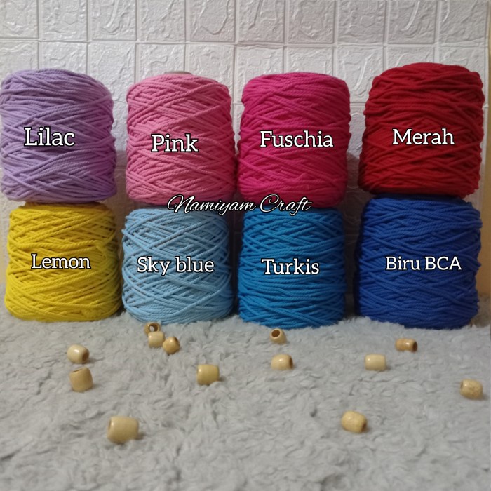 4MM/1Kg Part 2 Tali katun macrame/makrame benang macrame cotton rope - Lemon