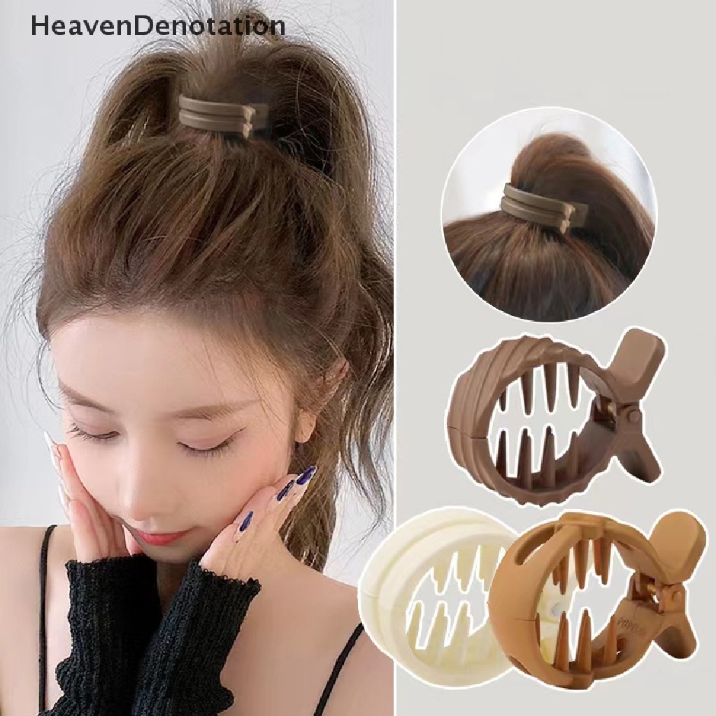 [HeavenDenotation] 1pc Ponytail Tinggi Tetap Cakar Klip Putaran Jepit Rambut Perempuan Kepala Belakang Hiu Hairpin HDV