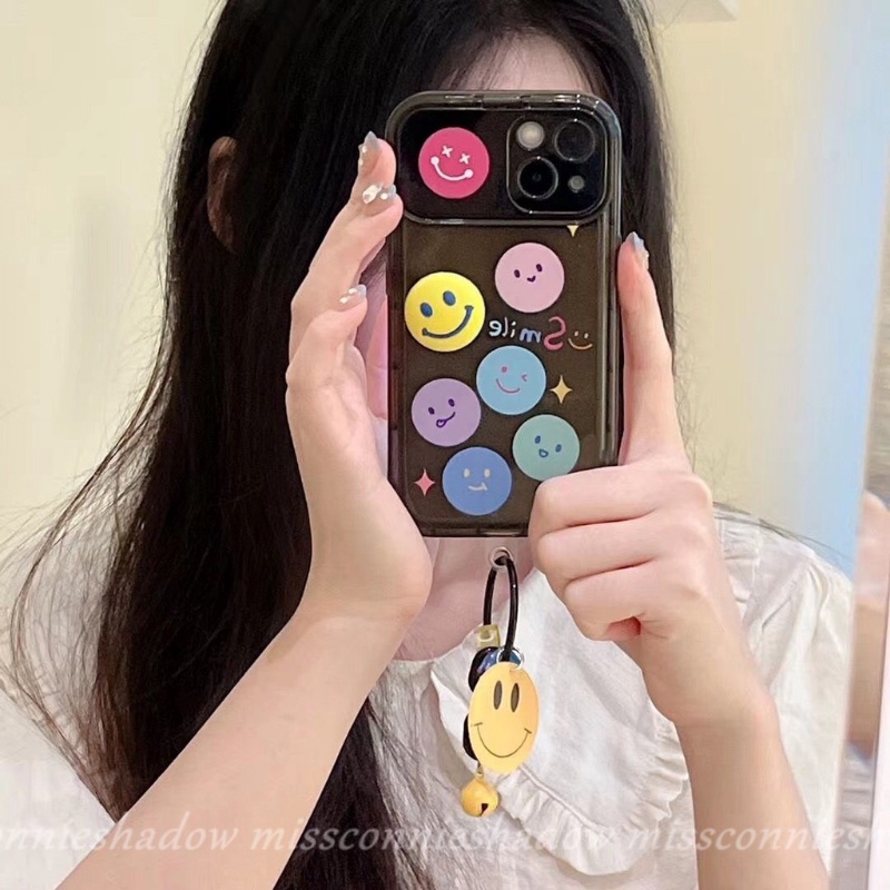 Kreatif Flip Make Up Cermin Shockproof Case Kompatibel Untuk IPhone 7plus11 8Plus XR X XS13 14 12 Pro Max7 8 14 Plus MAX SE 2020 Kartun Senyum Indah Soft Case