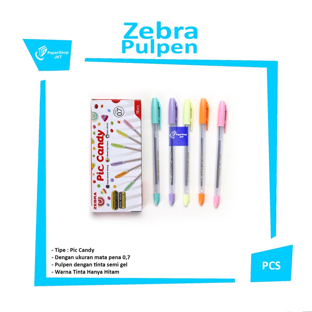 

ZEBRA - Pen Piccolo Pulpen, Ballpoint 0.7 HItam Pic-Candy - Pcs