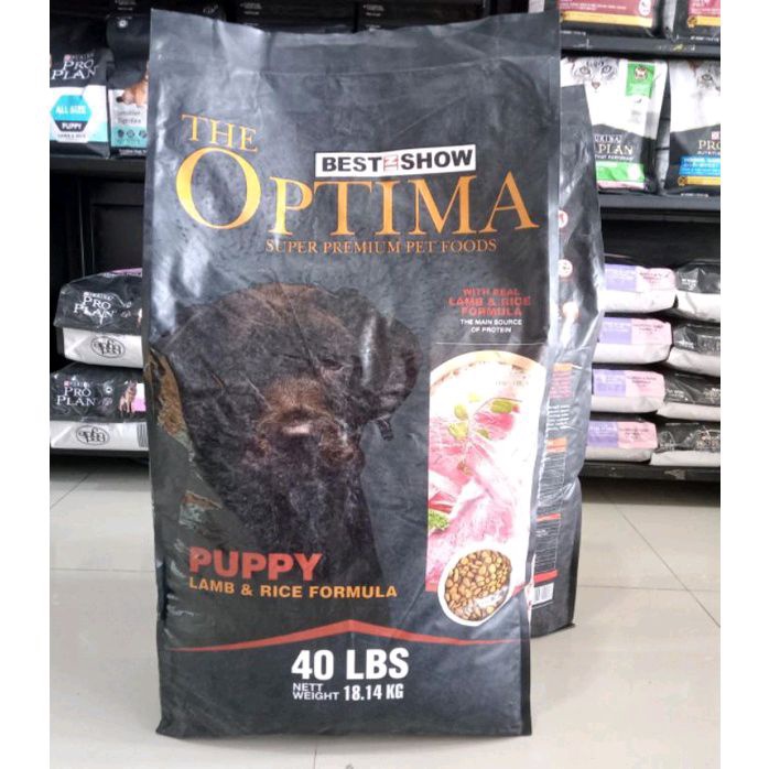 Makanan Anjing Promo Dog Food OPTIMA Puppy Lamb &amp; Rice Formula 40 LBS 18,14kg (Ekspedisi) makanan anjing anakan optima best in show super premium pet foods