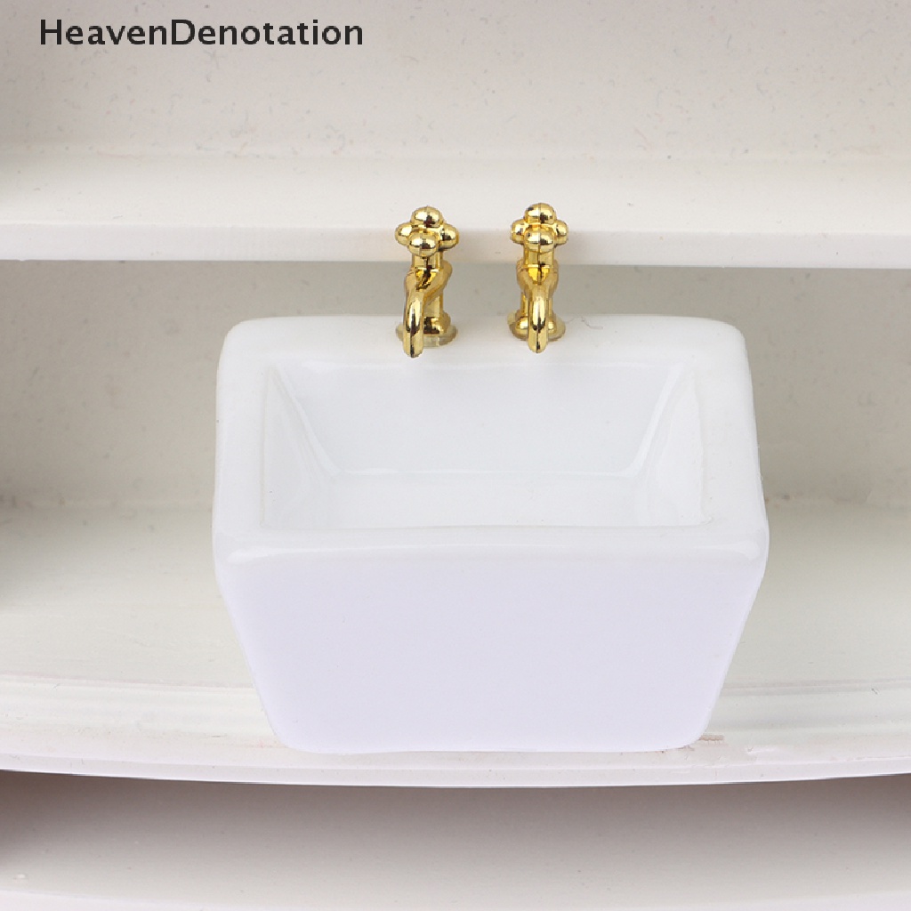 [HeavenDenotation] 1: 12 Dollhouse Miniature Ceramic Wash Basin Bathroom Sink Model Furniture Decor HDV