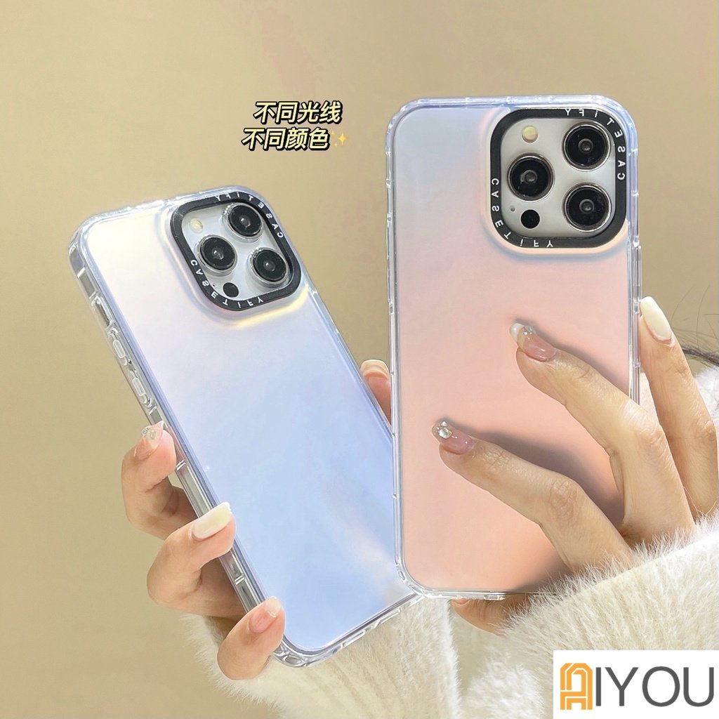 Casing Casetify Mewah Untuk iPhone 14 Pro Max Casing Ponsel Aurora Gradasi Laser Hard PC TPU Hybird Case Untuk Iphone11 12 13 Pro Max