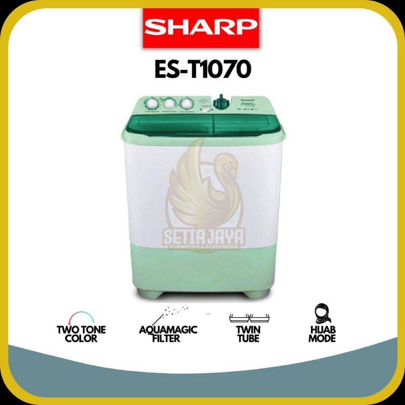 SHARP Mesin Cuci 2 Tabung 9 KG - (ES-T1070SJ)