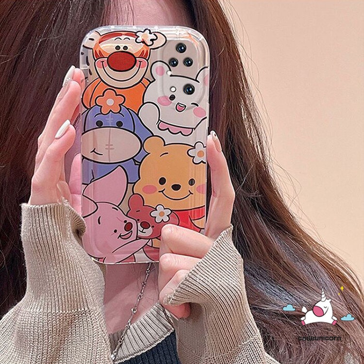 Casing Kompatibel Untuk iPhone 7plus XR 11 14 13 12 Pro MAX 6 6S 7 8 Plus X XS MAX Kartun Lucu Disney Winnie the Pooh Manyo Piglet Tigger Silicon Airbag Shockproof Soft Case Cover