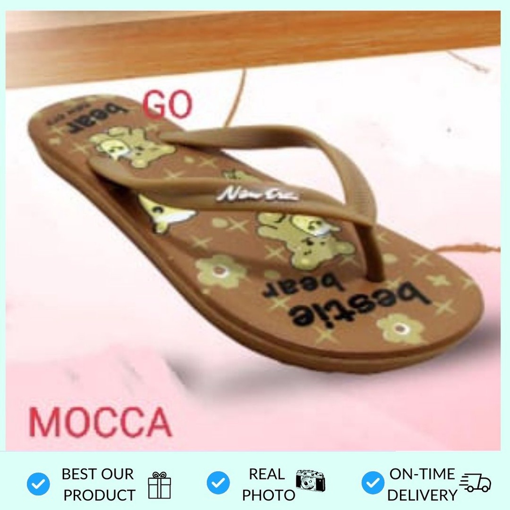 gos NEW ERA LB CNC 56 BEST BEAR Sandal Japit Motif murah sandal santai viral lucu