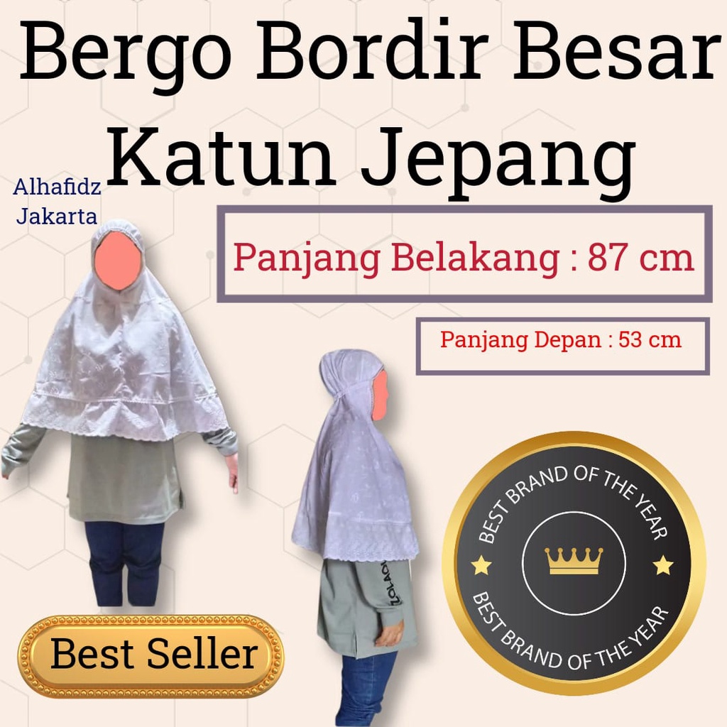 Termurah Jilbab Ihram Ihrom Putih Bergo Bordir Besar Jilbab Instan Perlengkapan Haji dan Umroh