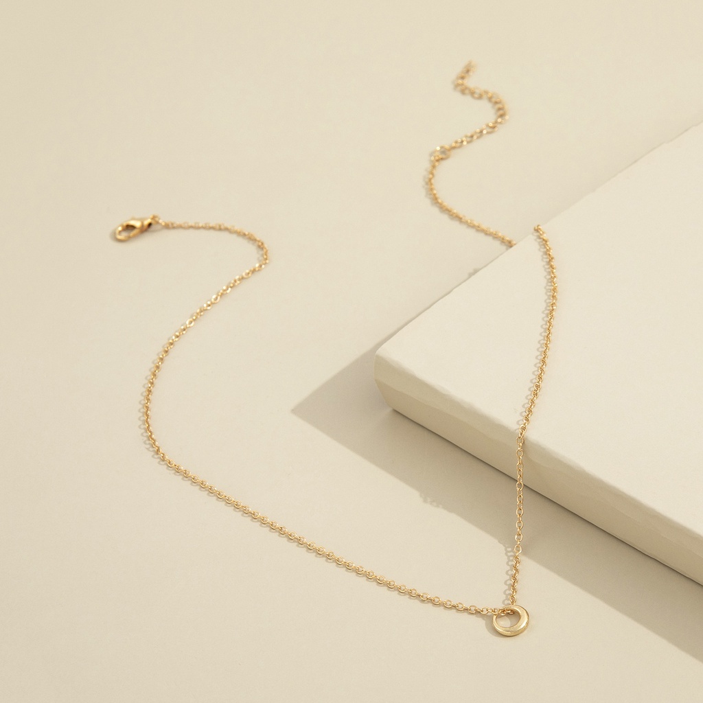 Temperamen Lingkaran Geometris Sederhana Liontin Fashion Kalung Kerah Rantai Jaring Kecil Merah Ins Keren