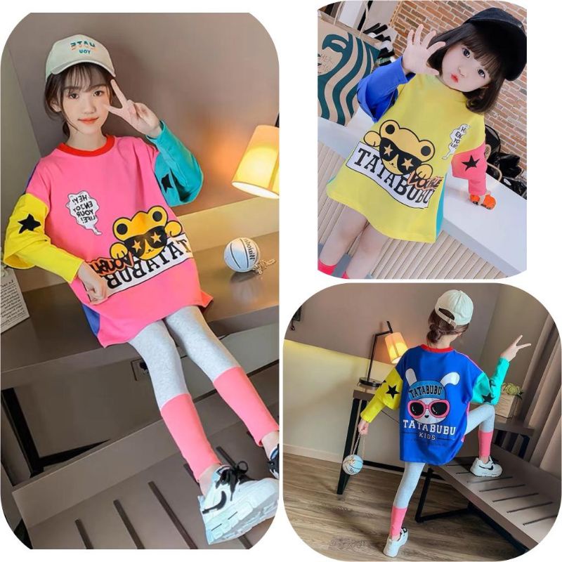 CS318 Atasan Tatabubu baju lengan panjang oversize anak perempuan / Terusan baby doll kaos sweater a