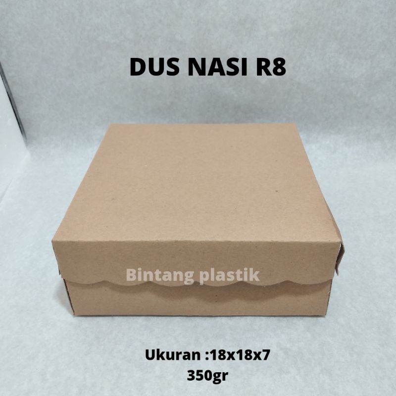 

DUS NASI 18CMX18CM R8 KRAFT 350gr Dan MIKA K.18 (LUBANG 4)@10 PCS