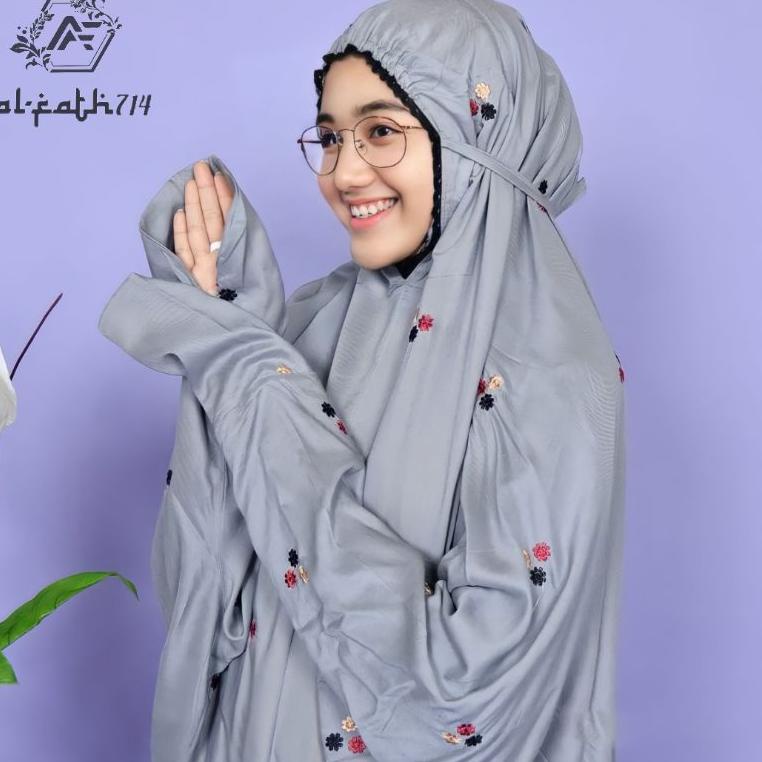 TERLARIS Mukena Terusan Dewasa bordir bunga melati mukenah lajuran mukena rayon