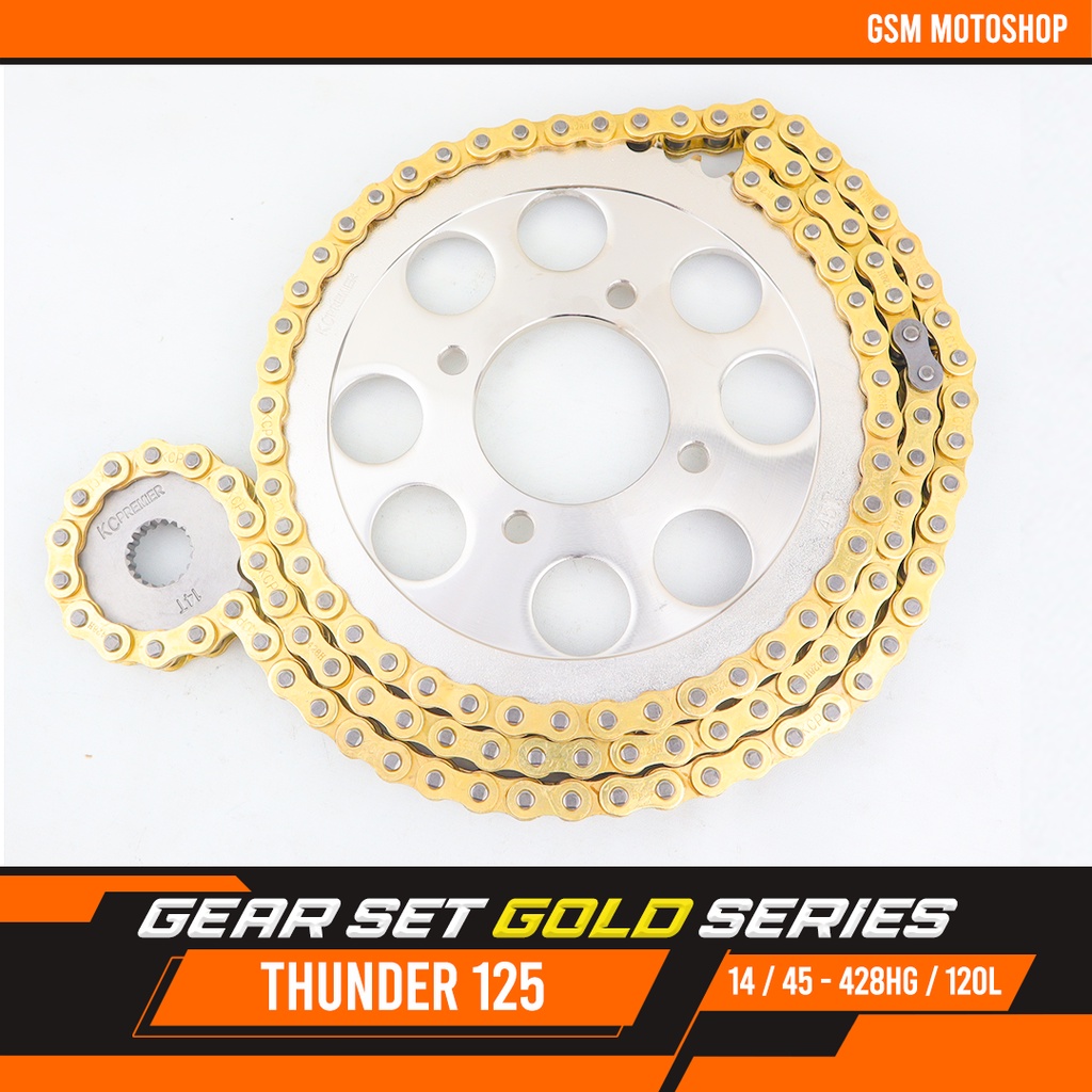Gear Paket thunder 125 14T/45T 428HG-118L Gold Series Type SSS Merk Kc  / Gearset Thunder 125