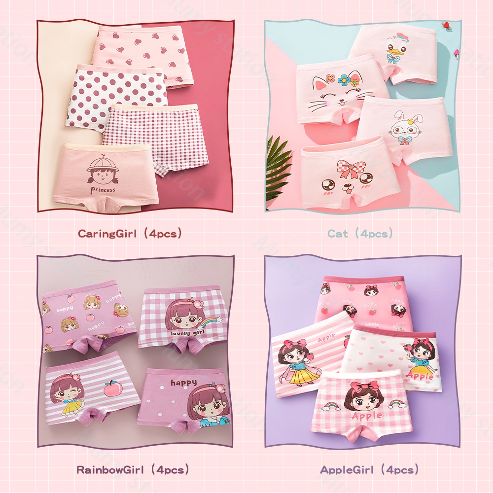 Mumystation Cd Celana Dalam Boxer Anak Perempuan Bahan Katun Halus 2-10 Tahun