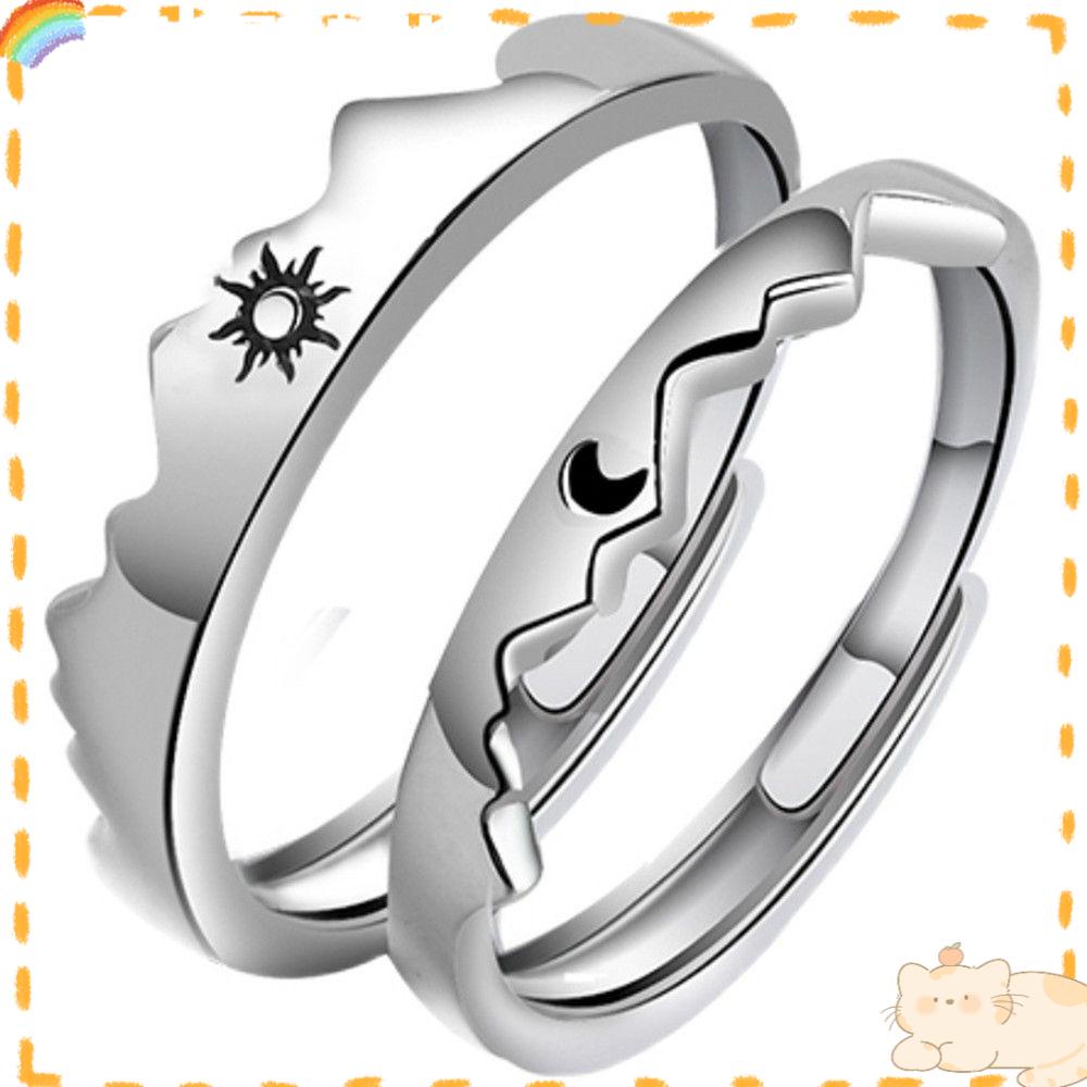 Solighter Cincin Couple Pria Dan Wanita Enamel Fashion Matahari Bulan