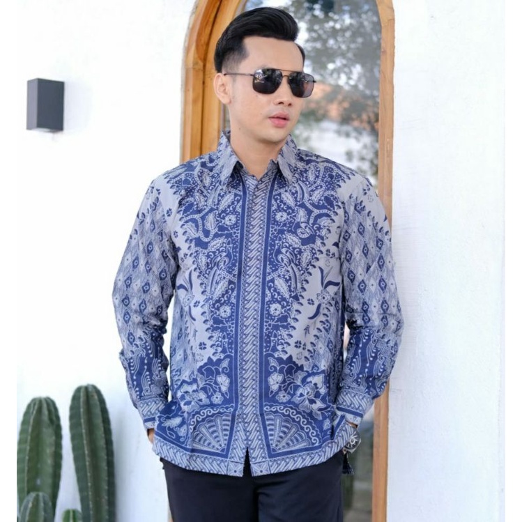 KEMEJA BATIK LANGIT BIRU/BAJU BATIK PREMIUM  FULL FURING